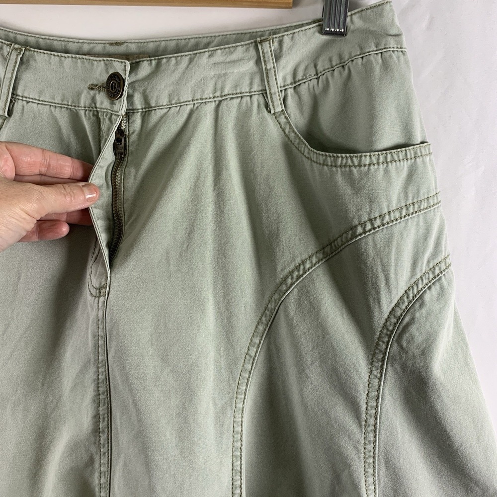 VTG Y2K Romantic Cowgirl Midi Skirt Sz 12 Sage Green Country Festival Paneled - Picture 2 of 10